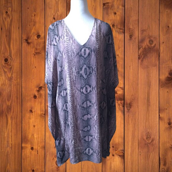 Caramela Women's Small Mauve Snakeprint Kimono Dress Flowy Lined New With Tags - Picture 1 of 7